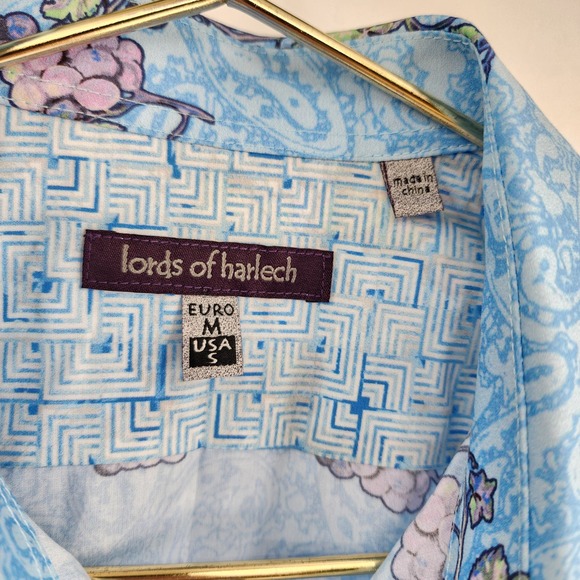 Lords of Harlech Scott Paisley Vines Blue Shirt Button Up Size Small NWT - Picture 2 of 7